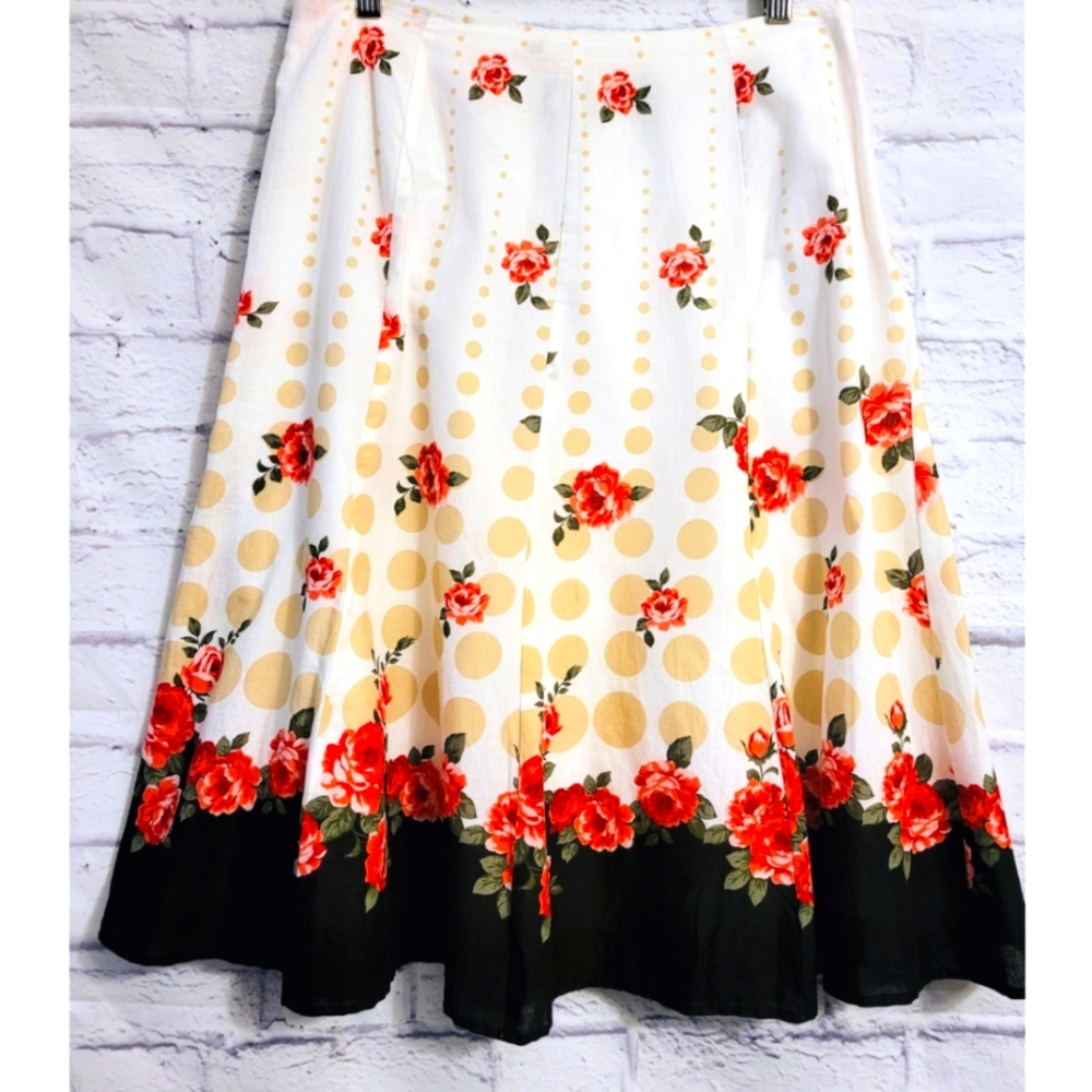 First Option Midi Skirt Floral Size 8 Multicolor Cottage Fairy Whimsy Boho Y2K